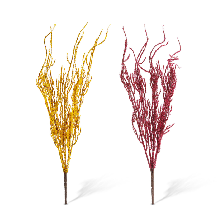 Decorațiune de toamnă – 40 cm – 2 modele – sclipici – galben și bordo [1]