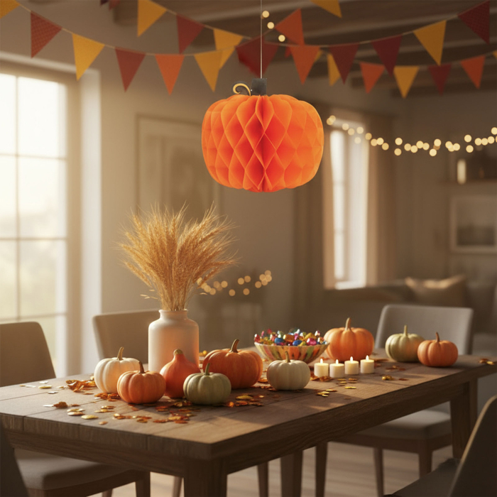Decorațiune de toamnă – lampion dovleac – din hârtie – 30 cm [2]