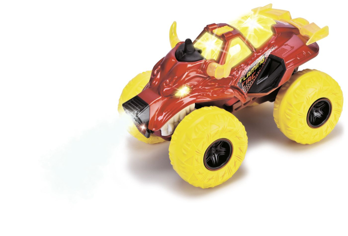 DICKIE MASINA DE TEREN FLAMING FIRE MONSTER CU LUMINI SUNETE SUSPENSII SI FUNCTIE ABUR 25CM [6]