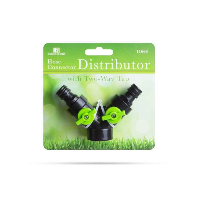 Distribuitor Y conector furtun - cu robinet - filetat, conector rapid - plastic - 10,5 x 6,7 x 4 [2]