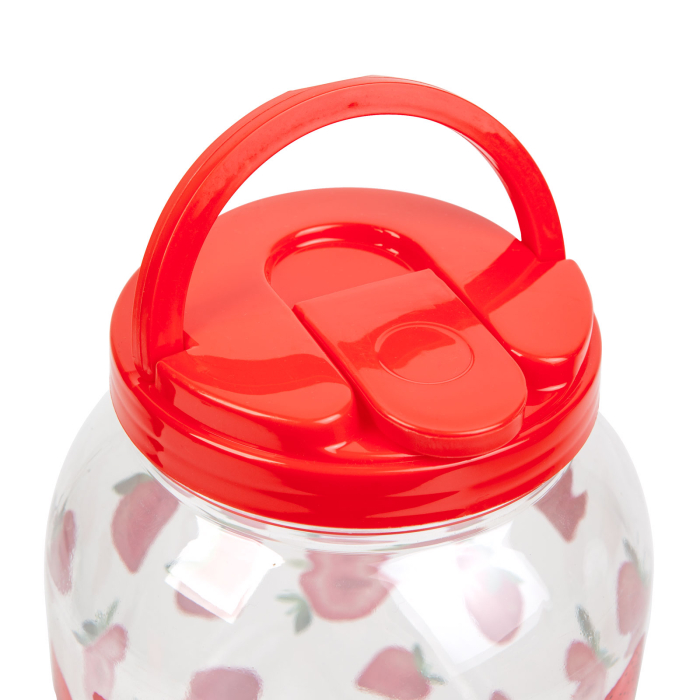 Dozator de băuturi cu robinet, set pahare plastic - 3,8 l - căpșuni [4]
