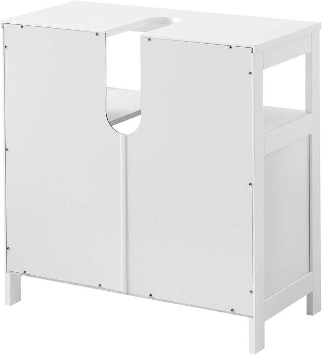 Dulap baie 60x30x60 cm, 2 usi, compartiment deschis, stil scandinav, alb mat [2]
