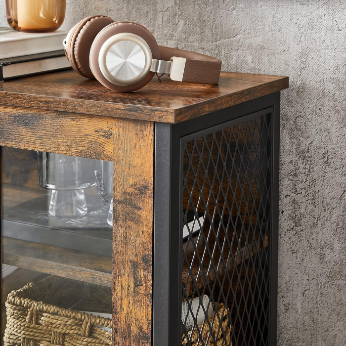 Dulap multifunctional pentru baie, stil industrial, 60x30x108cm, maro rustic si negru [10]