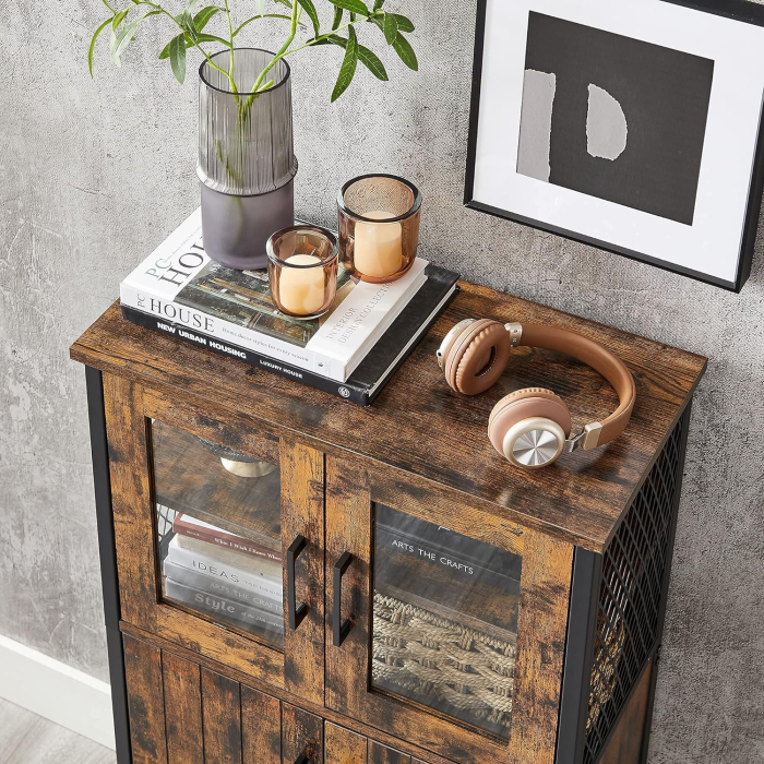 Dulap multifunctional pentru baie, stil industrial, 60x30x108cm, maro rustic si negru [11]