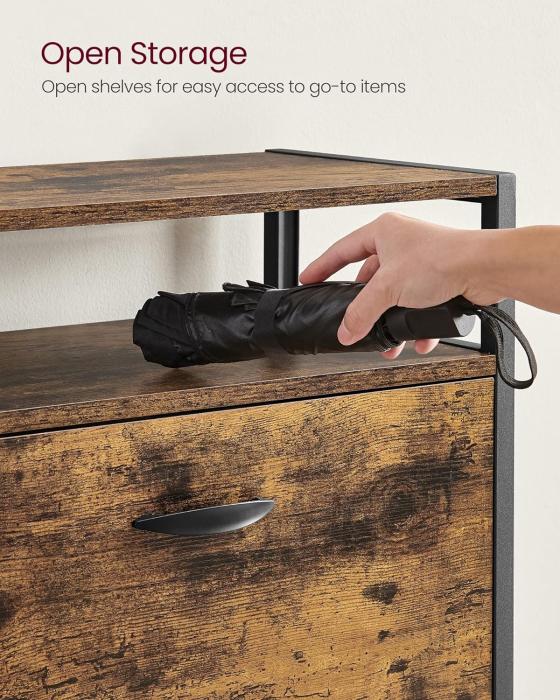 Dulap pentru pantofi cu 3 usi rabatabile, despartitoare interioare, pentru 15-18 perechi, 60x30x130cm, maro rusic si negru [5]