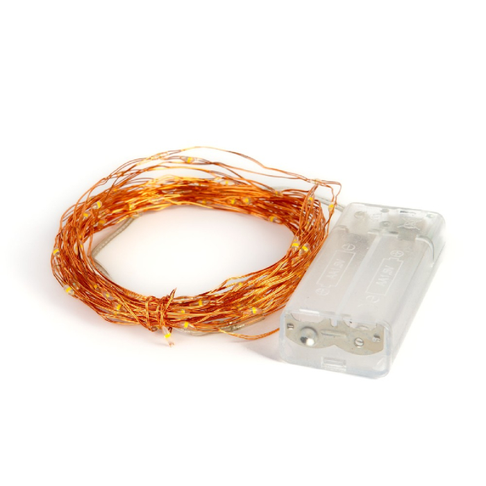 Fâșie luminoasă tip ghirlandă – 100 microLED-uri – lumină alb cald – 10 m – pe baterii AA [3]