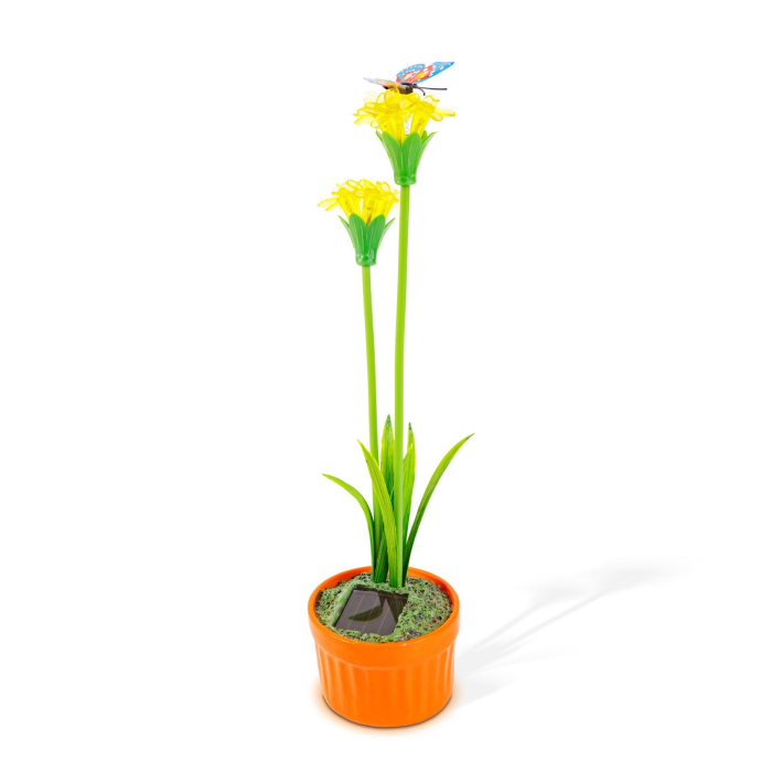 Floare colorată solară - 8 x 8 x 32 cm - 10 LED-uri alb cald - galben [1]