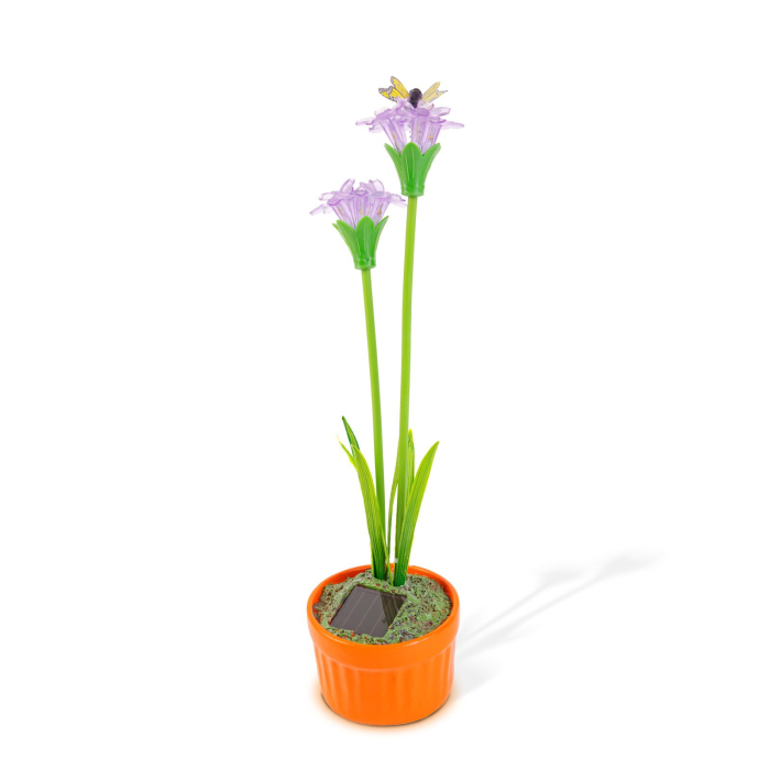 Floare colorată solară - 8 x 8 x 32 cm - 10 LED-uri alb cald - violet [3]