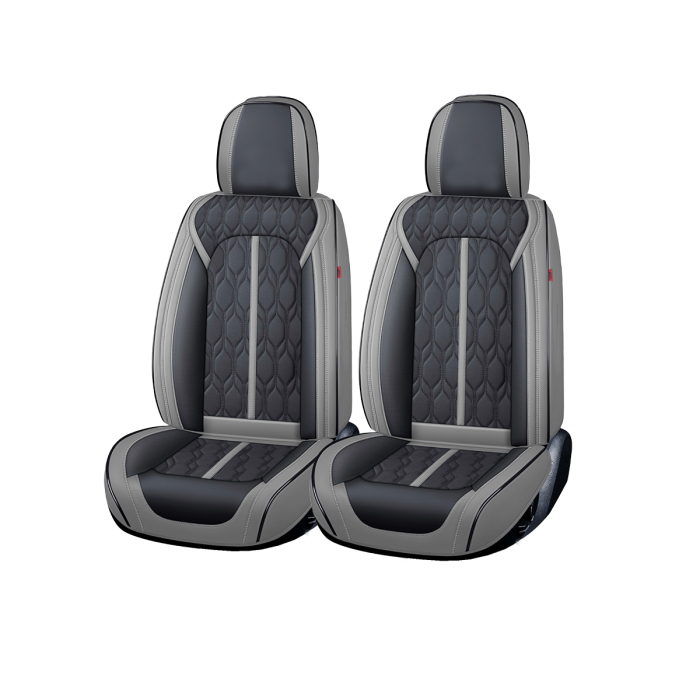 Huse auto premium 5 locuri Carguard Deluxe piele ecologică perforată - gri - negru [1]