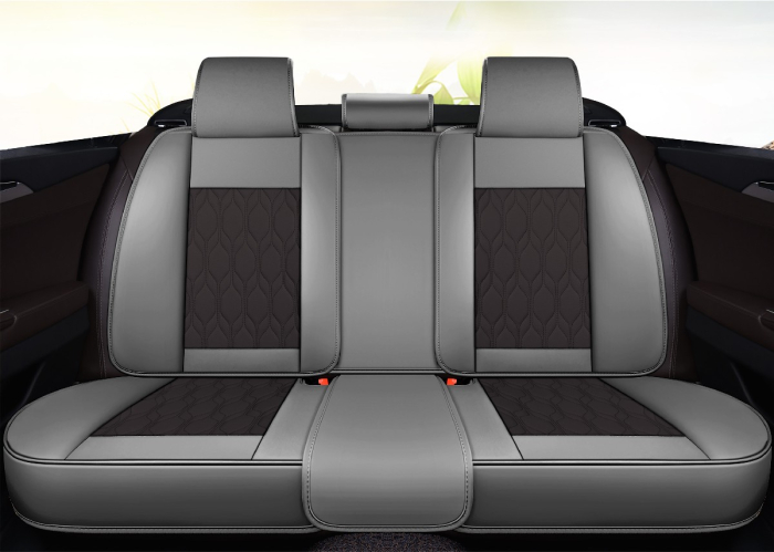Huse auto premium 5 locuri Carguard Deluxe piele ecologică perforată - gri - negru [5]