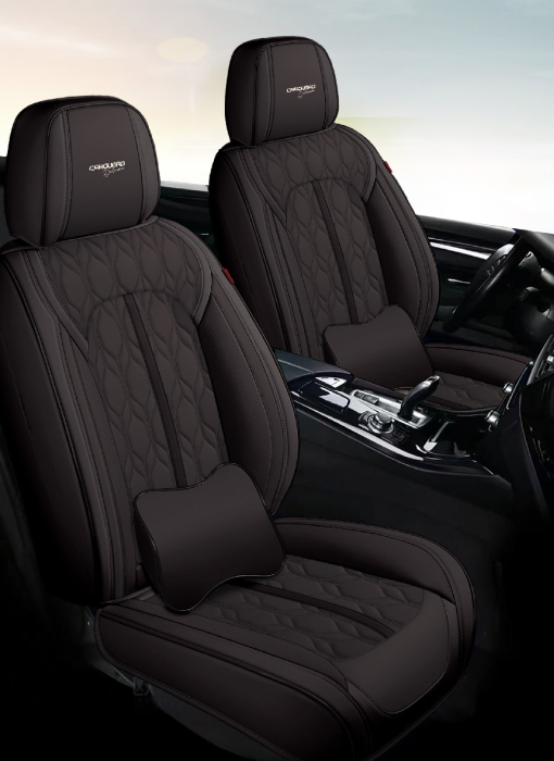 Huse auto premium 5 locuri Carguard Deluxe piele ecologică perforată - negru [3]