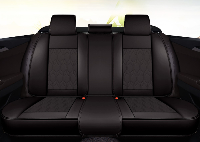 Huse auto premium 5 locuri Carguard Deluxe piele ecologică perforată - negru [5]