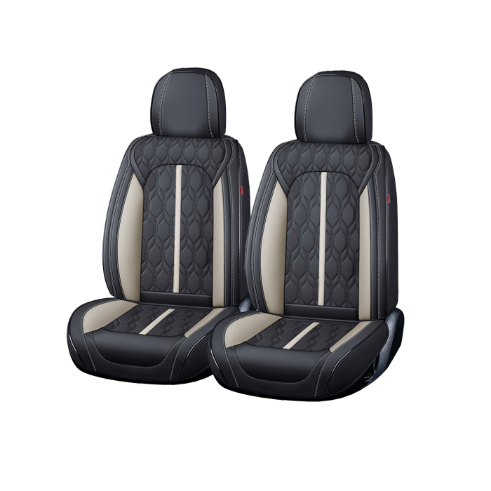Huse auto premium 5 locuri Carguard Deluxe piele ecologică perforată - negru - alb [1]