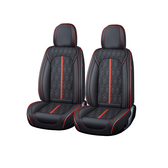 Huse auto premium 5 locuri Carguard Deluxe piele ecologică perforată - negru - rosu [1]