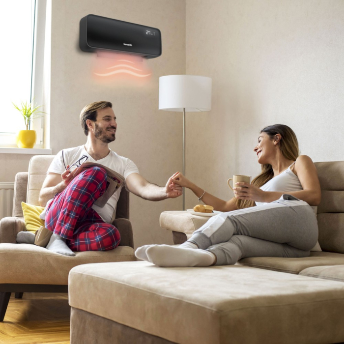 Încălzitor inteligent de perete Bewello - 1000/2000W - Tuya - 220 - 240V - negru [2]