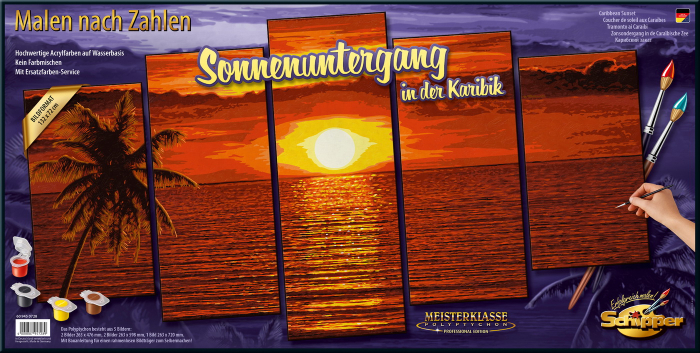 KIT PICTURA PE NUMERE SCHIPPER APUS IN CARAIBE, 5 TABLOURI [4]