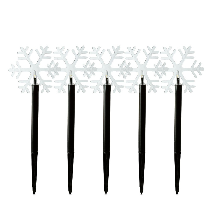 Lampă decorativă de exterior – 5 LED-uri – formă de fulg de gheață – 34,5 cm – alb cald – pe baterii AA [2]
