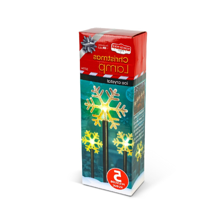 Lampă decorativă de exterior – 5 LED-uri – formă de fulg de gheață – 34,5 cm – alb cald – pe baterii AA [3]