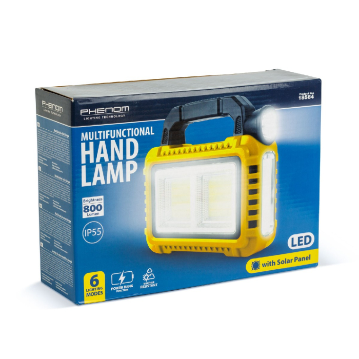 Lampă multifuncțională de mână cu panou solar, USB-C, 6 moduri de iluminare, 8 LED-uri, 3600 mAh [6]