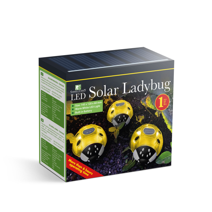 Lampă solară buburuză - galbenă - 14,5 x 12 x 6 cm - 6 LED-uri alb cald [3]