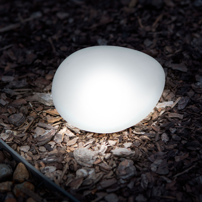 Lampă solară - formă piatră - sticlă mată - 165 x 142 x 115 mm - LED alb cald [3]