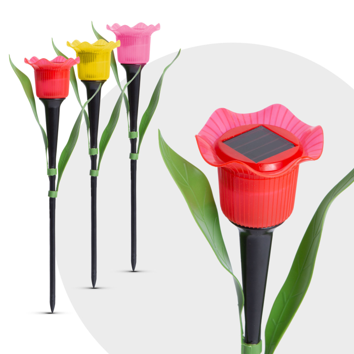Lampă solară lalea LED - galben / roșu / roz - 31 cm [2]