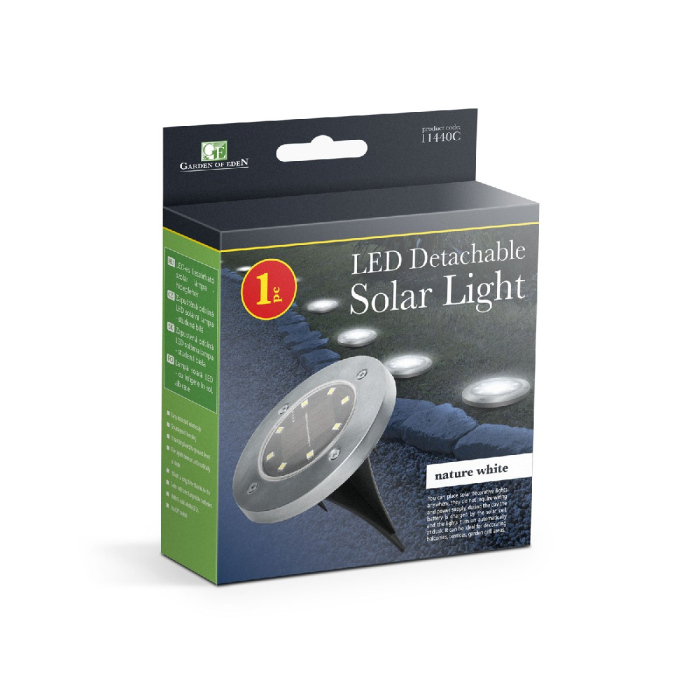 Lampă solară LED cu țăruș – rotundă, alb neutru, Ø12 cm [2]