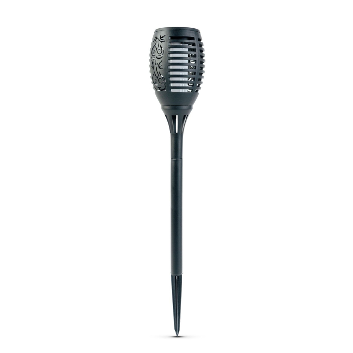 Lampă solară LED - perforabilă - efect de flacără - 12 LED galbene - plastic - negru - 10 x 58 cm [3]