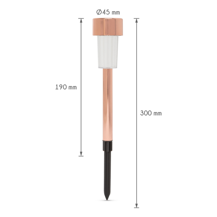Lampă solară LED pt. exterior - 300 x 45 mm, metal,  Auriu rosé [3]