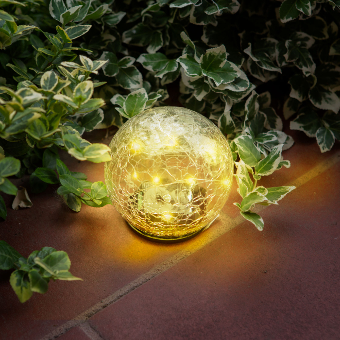 Lampă solară sferă sticlă - 12 cm - 15 LED alb cald [1]