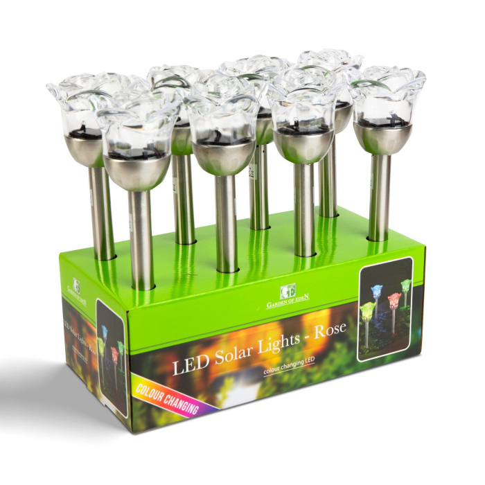 Lampă solară - trandafir - 1 LED RGB - 8 x 36,5 cm [2]