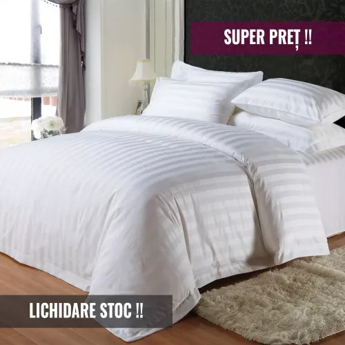 Lenjerie de pat damasc bumbac 100% - alb două persoane promo [1]