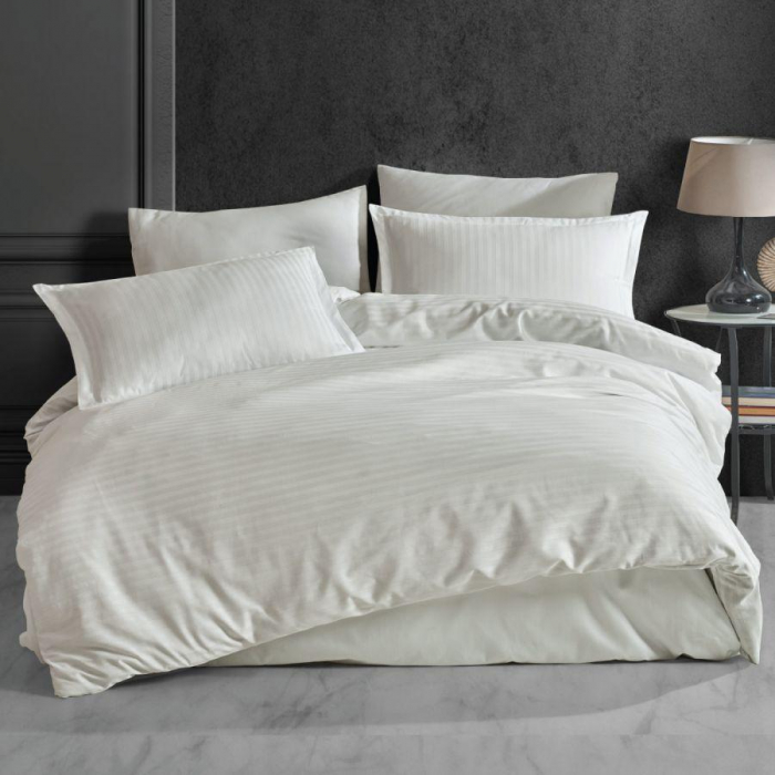 Lenjerie de pat bumbac 100 % cu husa pentru saltea de 140x200,160 x 200 sau 180 x 200-crem [1]