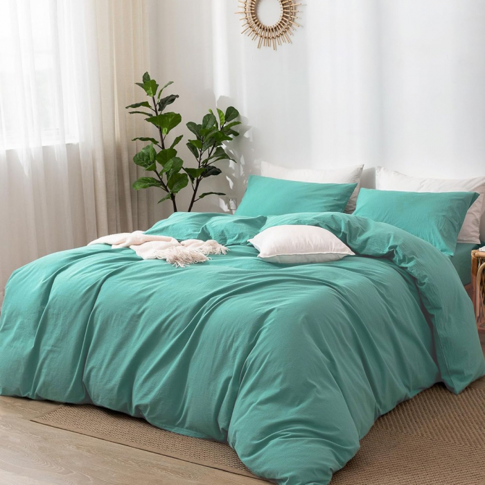 Lenjerie de pat percalle uni mint 100 % bbc [1]