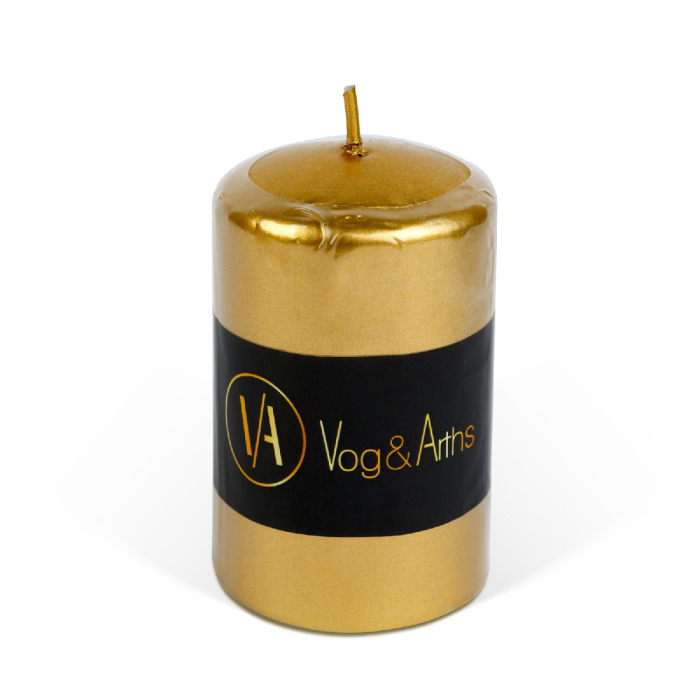 Lumânare cilindrică – aurie, fără parfum – 130 g [1]