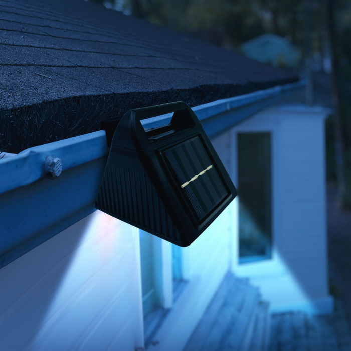 Lumină solară pentru jgheab - 6 LED-uri SMD alb rece - negru [1]