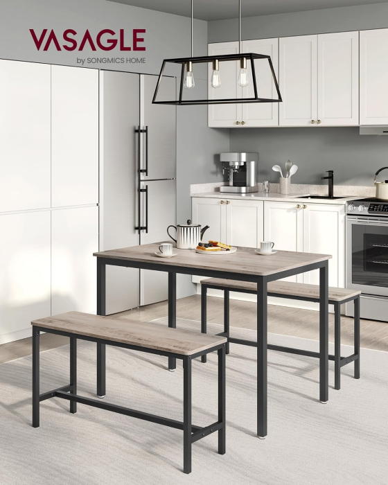 Masa de bar cu 2 banci, design industrial, 110x70x75cm, stejar sonoma [5]