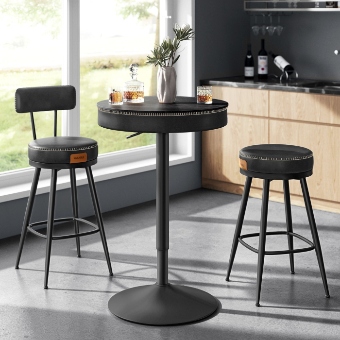 Masa de bar neagra, 59x59x(83-105) cm – inaltime reglabila, compartiment de depozitare [2]