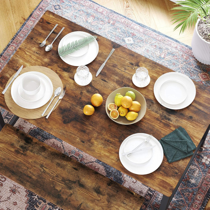 Masa de bucatarie pentru 4 persoane, cadru metalic, stil industrial, 120x75x75 cm, maro rustic [8]