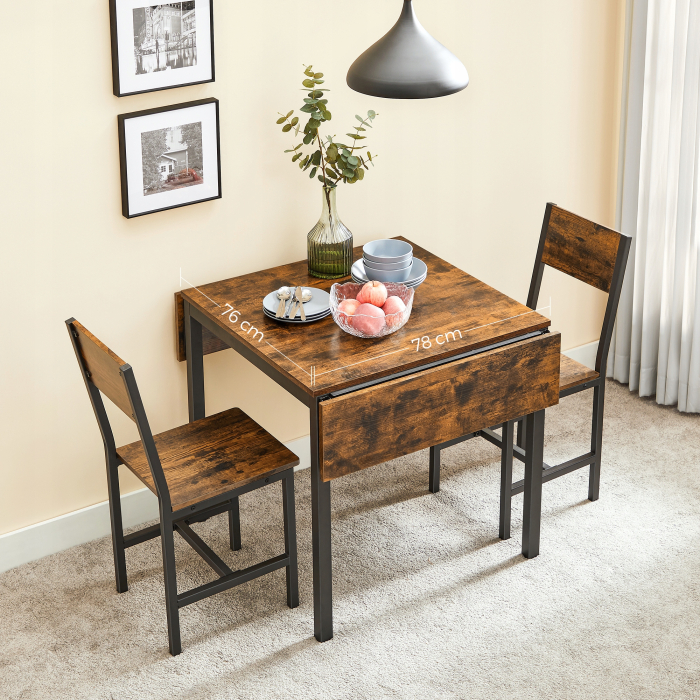 Masa de bucatarie sau living, extensibila, pentru spatii mici, stil industrial, 75x78x85/120cm, maro [8]