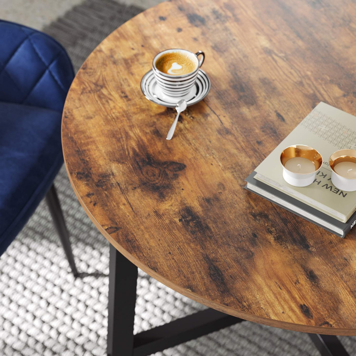 Masa rotunda de bucatarie sau living, stil industrial, 80 x 75 cm (diametru x inaltime), maro rustic [4]