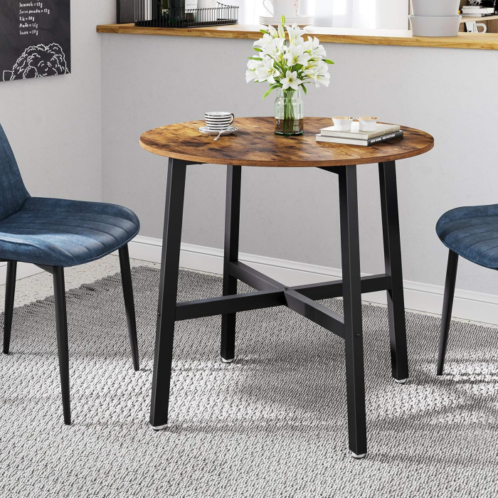 Masa rotunda de bucatarie sau living, stil industrial, 80 x 75 cm (diametru x inaltime), maro rustic [3]