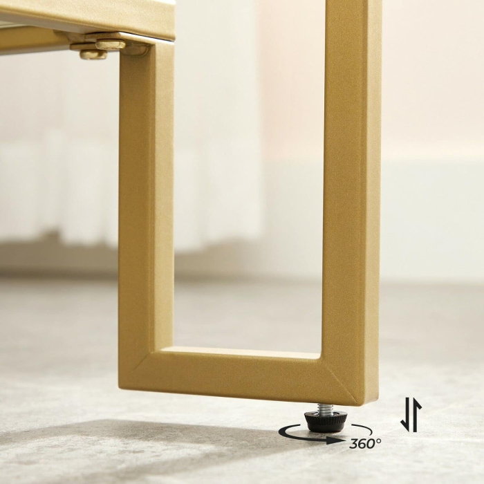 Masuta de cafea cu cadru din otel, suprafata din sticla calita, 100x55x45cm, auriu [6]