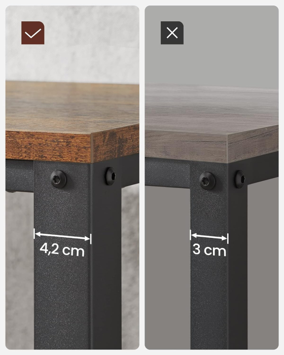Masuta de cafea, cu cadru metalic, raft de depozitare, pentru living, 45x106x60cm, stil industrial, maro rustic [5]