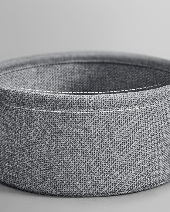 Masuta de cafea rotunda cu cos de stofa, stil modern, 45x75cm, negru cu gri [2]