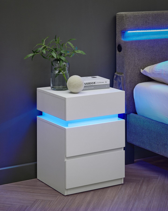 Noptiera din MDF cu iluminare LED, culori si intensitate reglabile, 35x40x55cm, alb [4]