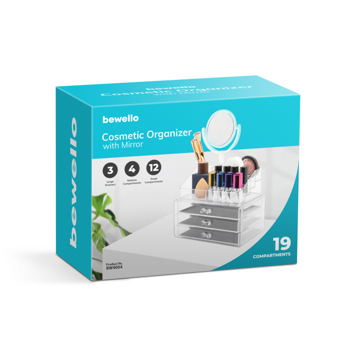 Organizator cosmetic transparent, cu oglindă [3]