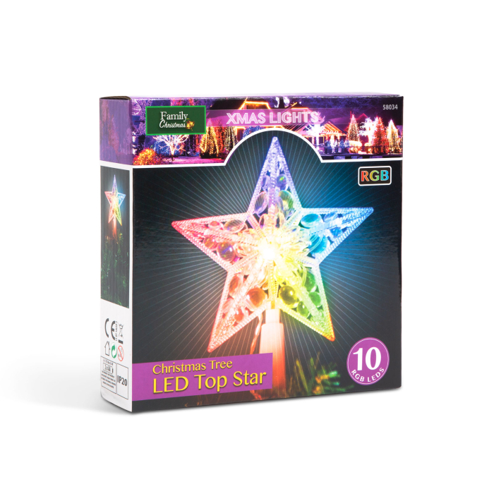 Ornament de pom de Craciun, model stea, 10 LED-15 cm, RGB, 2xAA [3]