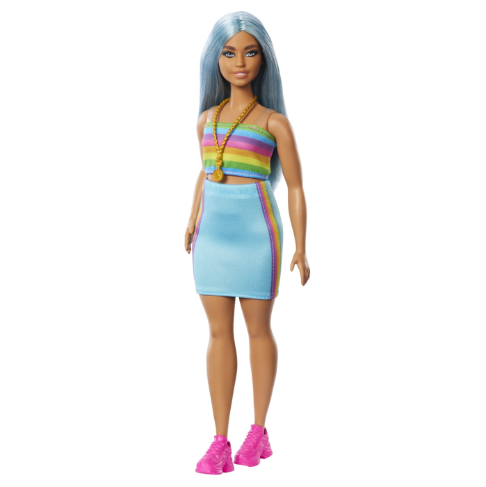 PAPUSA BARBIE FASHIONISTA CU PAR ALBASTRU PLATINAT SI TOP SPORT [3]