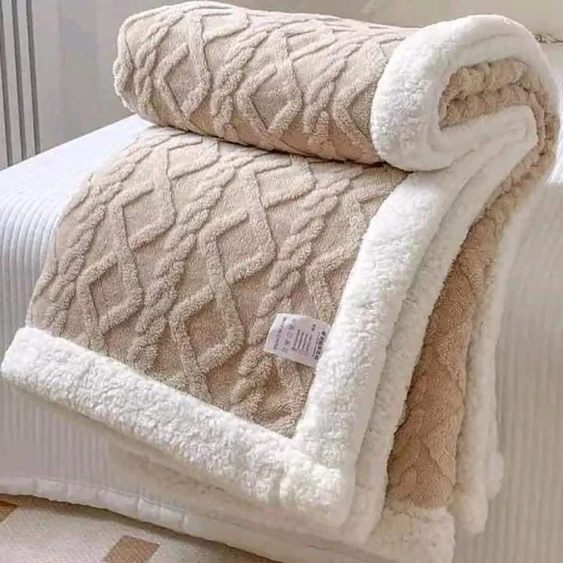 Patură tricot cu blăniță – capucino [2]